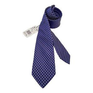 $90 IMPUNTURA Blue Geometric Luxury Designer Silk Tie Made In Canada W: 3" NWT